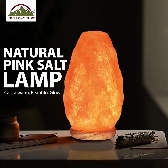 WBM LLC Himalayan Glow Natural Pink Salt Lamp, Crystal Salt Lamp Night Light with (ETL Certified) Brightness Control Dimmer Switch, Wooden Base & Salt Lamps Bulb | 6-8 LBS, Model Number: 1001