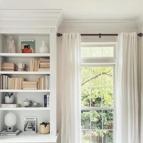 GXOACKJ Curtain Rods - Heavy Duty 5/8 Inch Metal Set for Windows 32 to 48 Inch - 2 Pack Brown