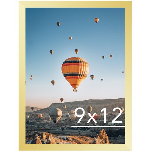 JCJMY 9x12 Picture Frame Gold for Wall Hanging, Wall Mounting Horizontally or Vertically, 9 x 12 Wall Gallery Poster Photo Frame with Durable Shatter Resistant Plexiglass, Gold