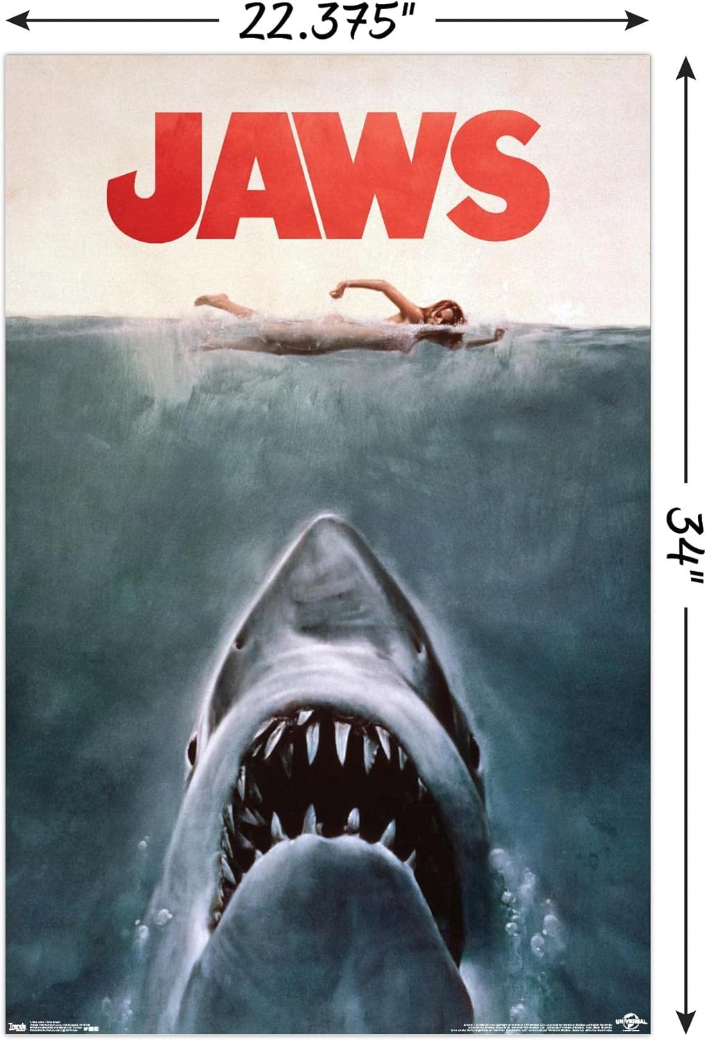 Trends International Jaws Wall Poster - Unframed 22.375" x 34" | Iconic Movie Decor