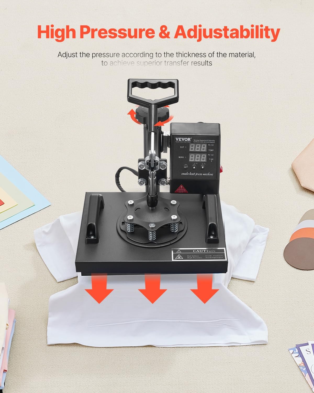 VEVOR Heat Press - 12x10in Clamshell Sublimation Machine with Fast Heat-Up & Digital Temp Control | Ideal for T-Shirts, Bags, & More