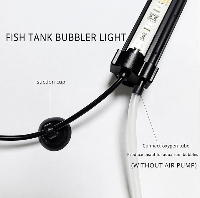 LED Aquarium Lights for Fish Tank,Submersible Fish Tank Light with Air Bubbler Hole Bubble Wall RGB Color Changing Brightness Adjustable Waterproof Remote Control Bubble Tube Light,7W 26inch