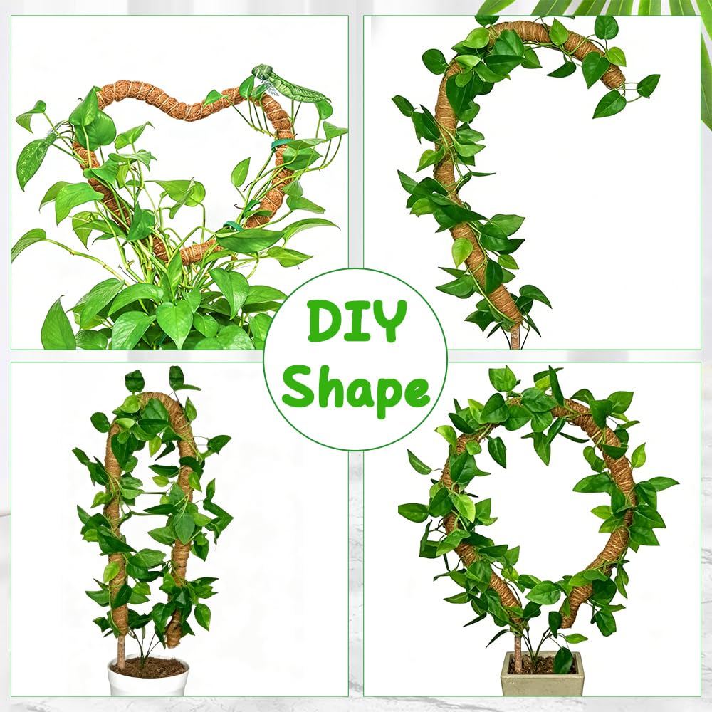 Moss Pole 2 Pack 32 Inch Monstera Plant Support Bendable Moss Pole for Monstera Plants Indoor Handmade Coco Coir Pole Plant Sticks Support Stakes for Potted Plants Philodendron to Grow Upwards