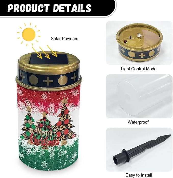 Christmas Tree Prayer Cemetery Solar Lights for Grave Cemetery Decor Candle Lamp Cross and Floral Grave Solar Lights Christmas Decorations