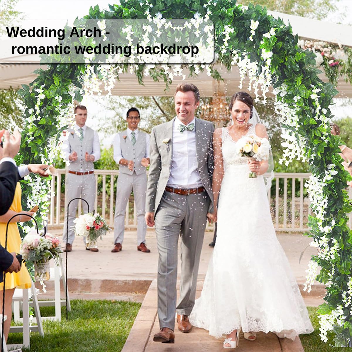 Garden Arch Trellis for Climbing Plants Outdoor Metal Trellis Wedding Arch Frame Assemble Freely 2 Sizes for Roses Vines Bridal Party Decoration, Black