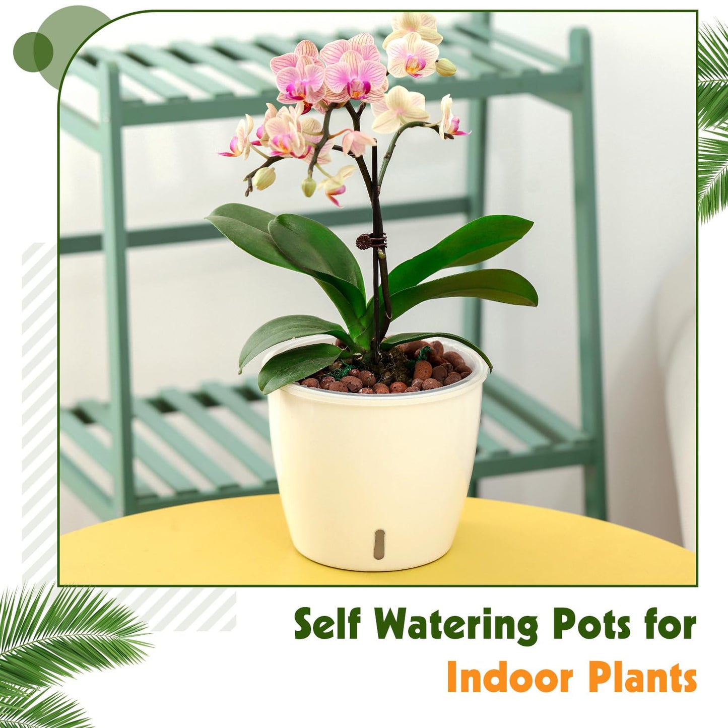 KvyusFlourish Self-Watering Pots for Indoor Plants, 12-Pack 5'' Self Watering Planter with Drainage Holes, Small African Violet Pots with Water Indicator, Clear Wick Pot, White