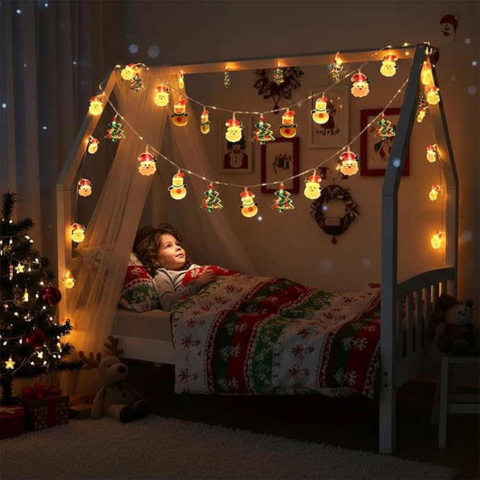 Christmas String Lights,10FT 20LED New Year Lights USB & Battery Operated (Not Included) 2026 Cute Christmas Fairy Lights,2 Flashing Modes for Christmas Tree Decor Indoor Outdoor,Home,Party,Wedding