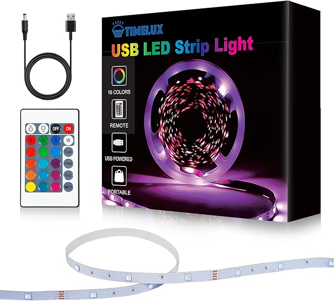 USB 32.8ft LED Strip Lights Color Changing LED Tape Lights with IR Remote Controller and Dimmable LED Strip for Bedroom Cabinet Bar