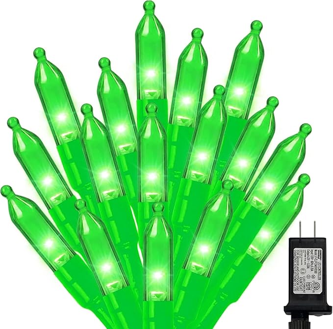 Green St Patricks Day Lights, 32.5FT 100LED Twinkle Christmas String Lights with 16 Lighting Modes, Waterproof Plug in for Indoor Outdoor Holiday Xmas Tree Garland Party Bedroom Decorations