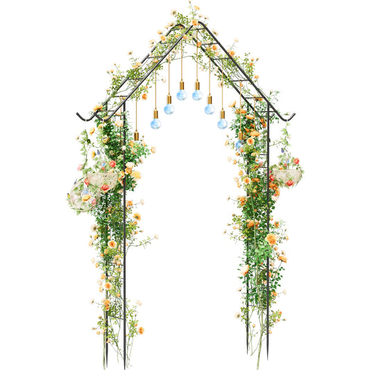 Heavy Duty Garden Arch Trellis for Climbing Plants Outdoor Garden Arbor Arches Flower Arch Arched Trellis for Raised Plant Support, Metal Arch Backdrop Stand for Wedding Party Christmas Decoration