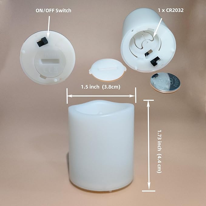 6 Pack Flameless Votive Candles Flickering Electric Fake Candles LED Battery Operated Tea Lights for Home Wedding Decor Party Table Halloween Christmas Decorations, Warm White Glow