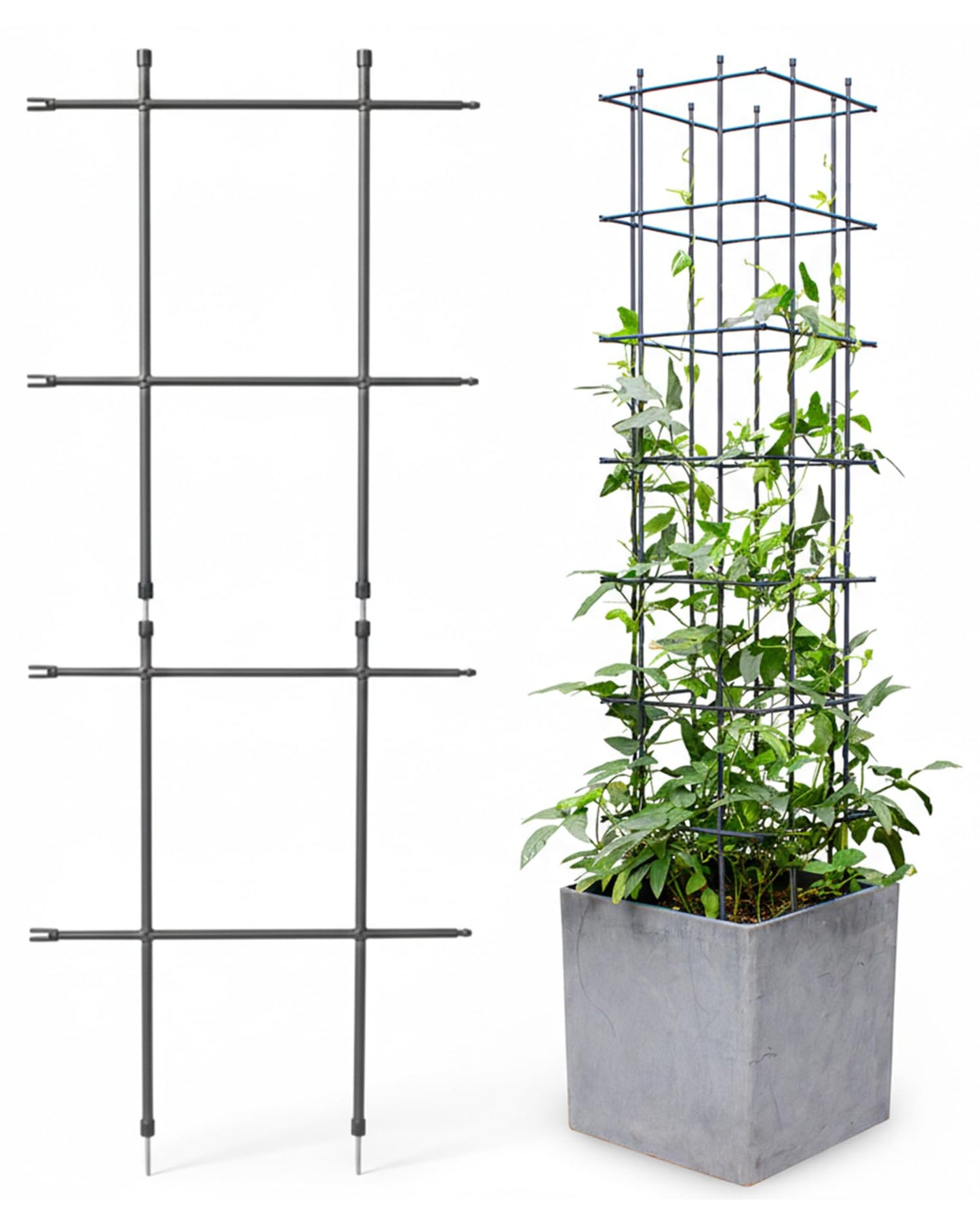 DAIM Multi Link Trellis Plant Support Garden Trellis for Climbing Plants Outdoor Plant Supports for Indoor Plants Stackable Fence Tower Modular L or V-Shape for Balconies & Gardens, Gray, 16 Pieces