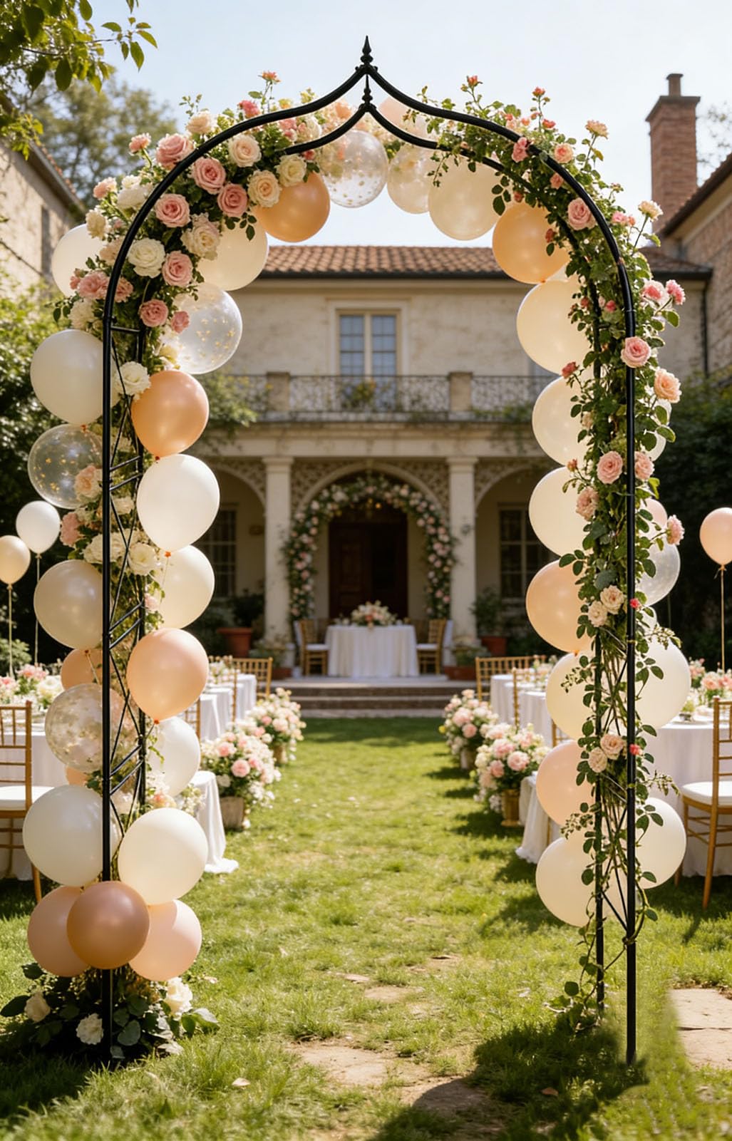 ROARLITEE Garden Arbor 8Ft Arch Trellis for Climbing Plants Heavy Duty Thickened Metal Frame Trellises Yard Outdoor Backdrop Stand Party Event Decoration
