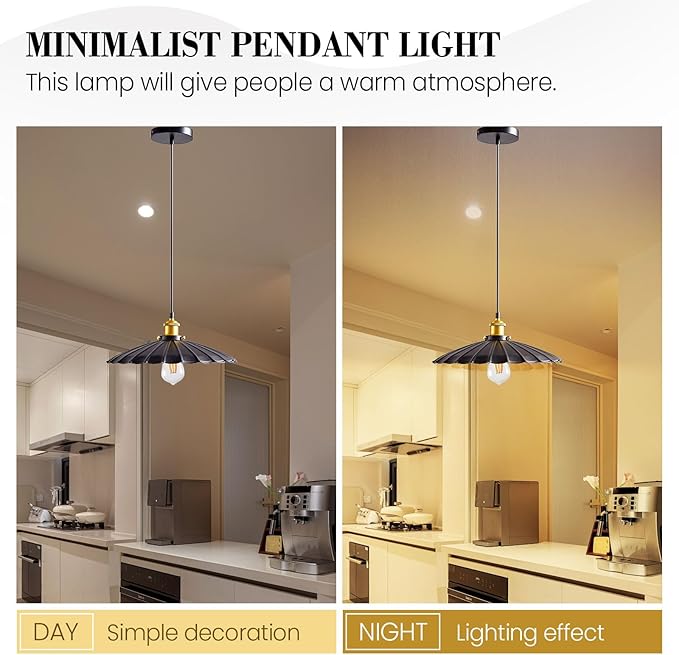 2Pack Kitchen Hanging Lights, Black Hanging Light for Hallway 13.8 Inch Metal Lampshade Farmhouse Pendant Lights Kitchen Island Vintage Pendant Lighting Kitchen Island Sofa