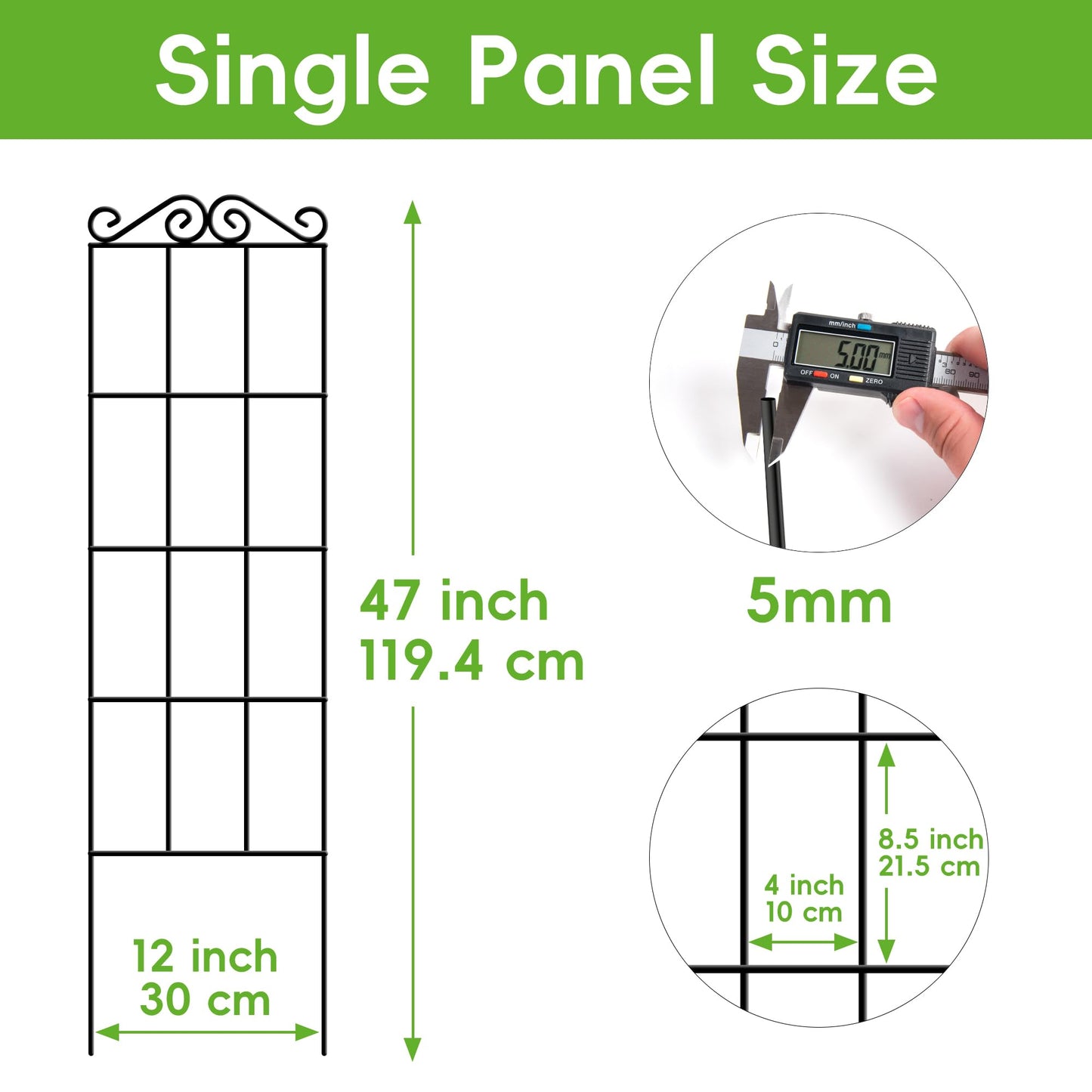 ARIFARO 47'' Metal Garden Trellis for Climbing Plants,(Pack of 4) Indoor/Outdoor Sturdy Plant Trellis for Potted Plants,House Plants, Climbing Vines, Black