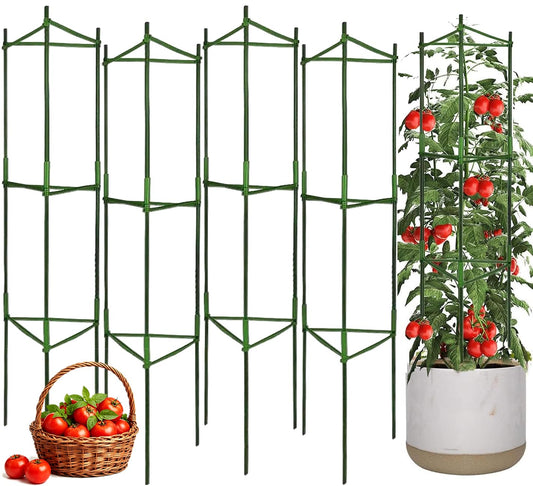 Moirsunt 4Pack Tomato Cage for Garden, 50.2Inch Multi-Functional Plant Support Stakes, Garden Stakes Tomato Trellis for Raised Garden Bed & Potted Plants, Tomato Cage Trellis for Climbing Plants