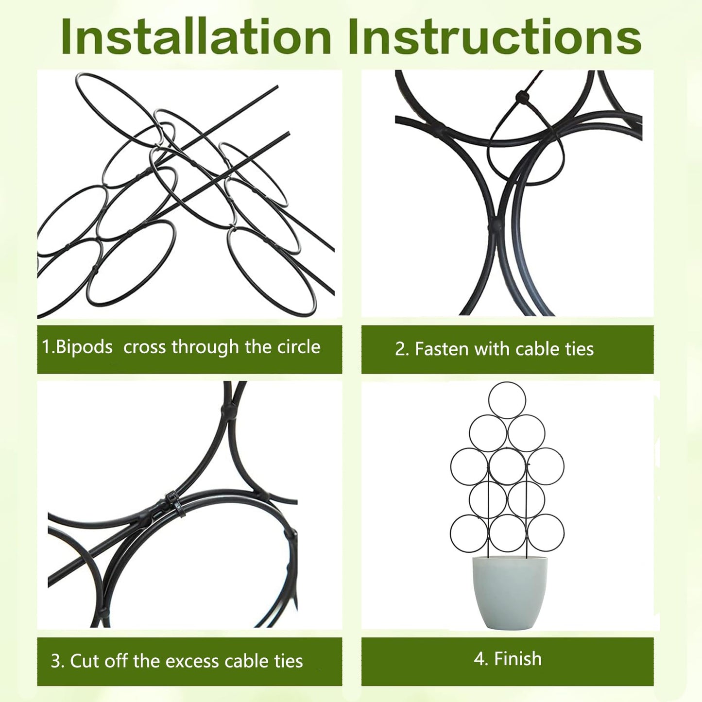 IA Garden Trellis for Climbing Plants Indoor, 3 Pack Stackable Garden Trellis for Potted Plant Support, 14.2 Inch Small Houseplant Metal Wire Trellis for Vine Ivy Rose Plant Trellis (Black)