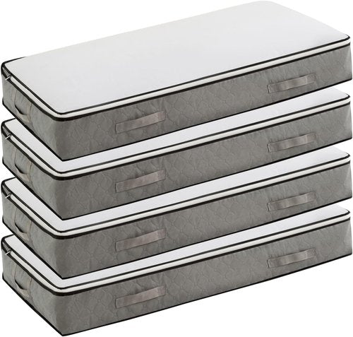 90L Foldable Under Bed Storage Containers by [Brand Name] - Grey Closet Organizers for Blankets, Clothing & More