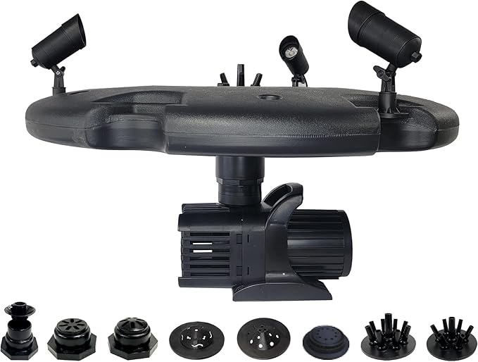 HALF OFF PONDS Floating Fountain, 1.2 HP Pond Aerator, 100 ft Cord, 10,000 GPH Water Pump, 11 Spray Patterns, Color-Changing LED Lights, for Large Ponds, Lakes & Water Gardens