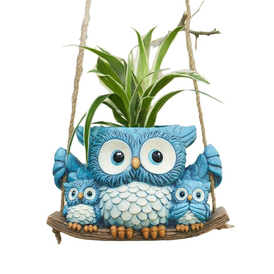 5.9 * 4.53 * 3.94inch New Owl Hanging Planters Owl Hanging Flowerpots Succulent Decorative Gifts (Owl Flower Pot)