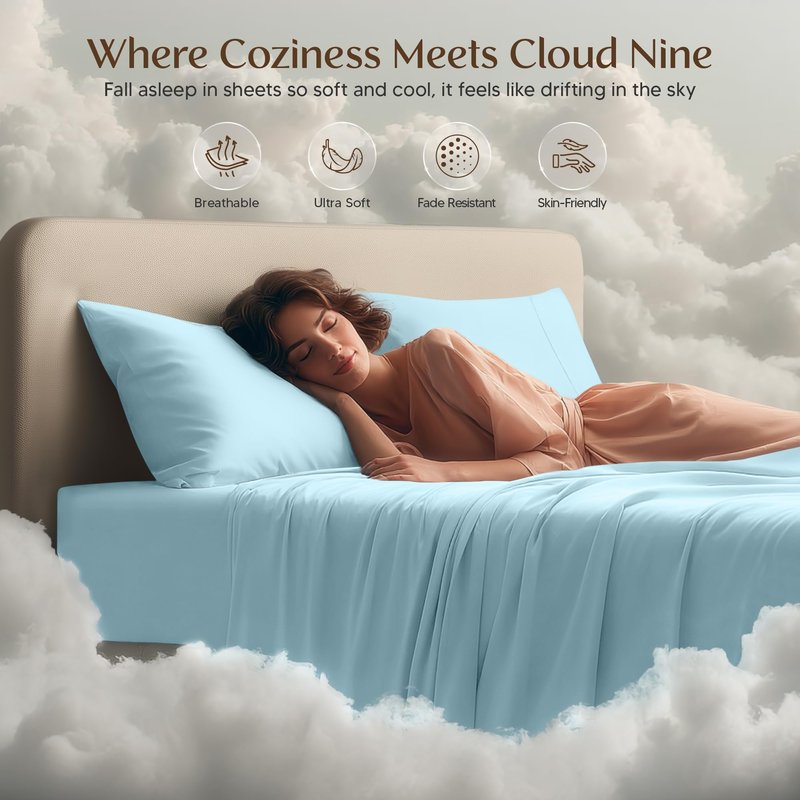 Utopia Bedding Twin Sheet Set – 3 Piece Bed Sheets for Twin Size Bed, Soft and Breathable Microfiber, Includes 1 Fitted Sheet, 1 Flat Sheet and 1 Pillowcase – Oeko Tex (Ice Blue)