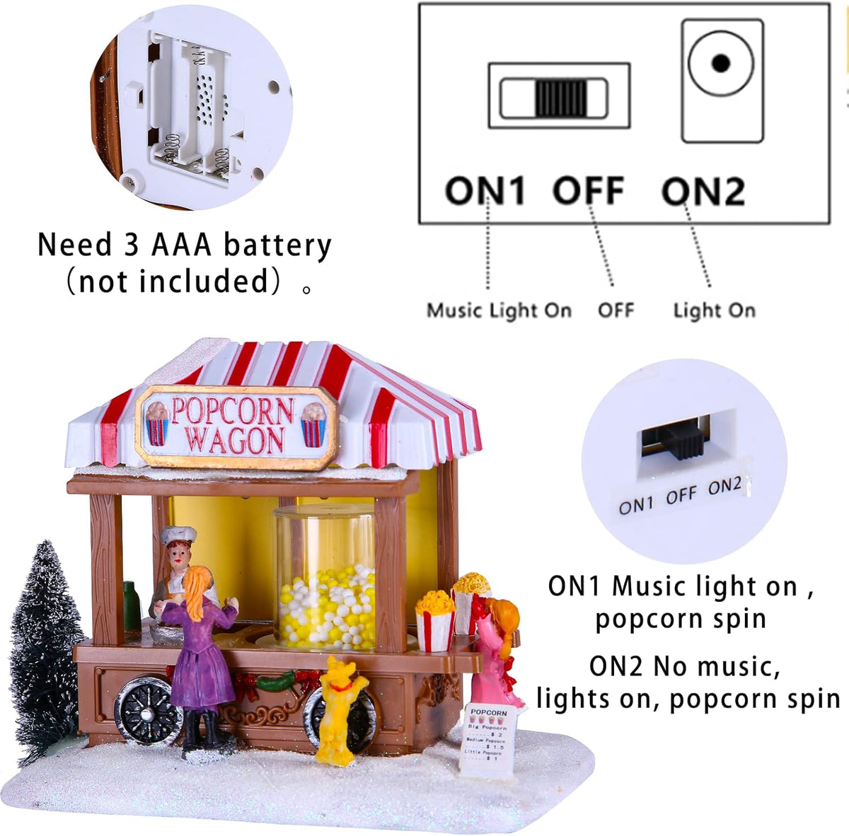 Skiennix Christmas Village Houses - LED Lighted Popcorn Village with 8 Music Features | Home Decor