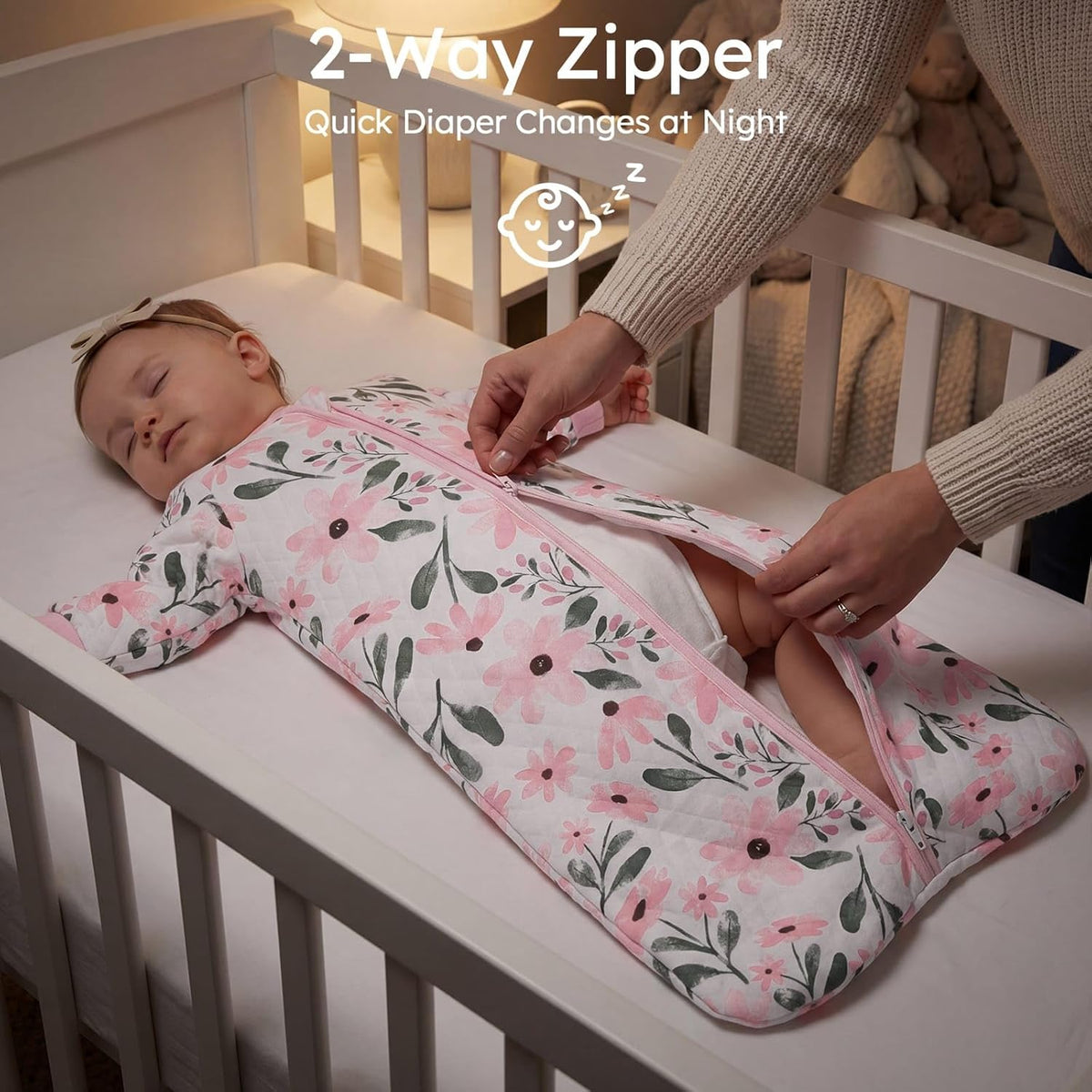 Yoofoss Baby Sleep Sack - Organic Cotton Wearable Blanket for Infants 6-12 Months | 1.0 Tog, Long Sleeve, 2-Way Zipper