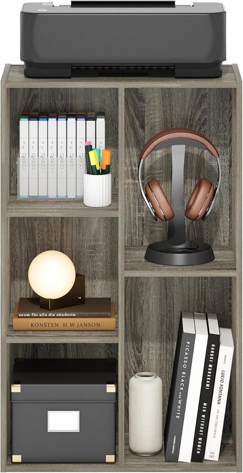 Furinno LUDER Bookshelf - 5-Cube Reversible Bookcase in French Oak | Easy Assembly for Living Room, Bedroom, Home Office