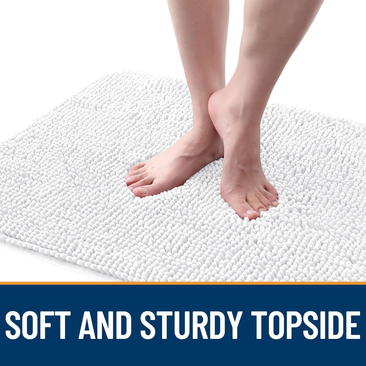 OLANLY Dog Door Mat - Absorbent Non-Slip Chenille Mat for Muddy Paws | 59x32 Inches, Quick Dry, White