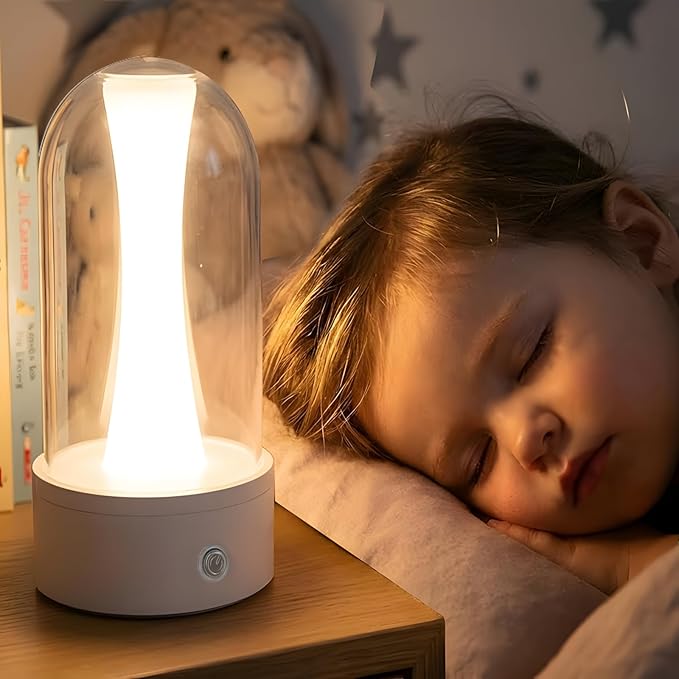 Rechargeable Bedside Lamps with 3 Way Dimmable - Portable Touch Control LED Table Lamp for Living Room Bedroom, Good Gift for Boys and Girls, Glass Lamp for Home or Office Decoration -White