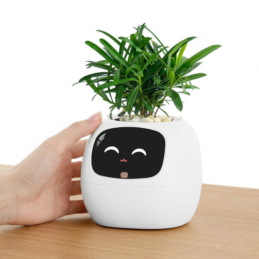 PLANTSIO Ivy Interactive AI Desk Companion, Smart Plant Pet with 100+ Expressions, Cute Indoor Planter for Office Decor, Unique Gift for Plant Lovers & Coworkers(Ivory)