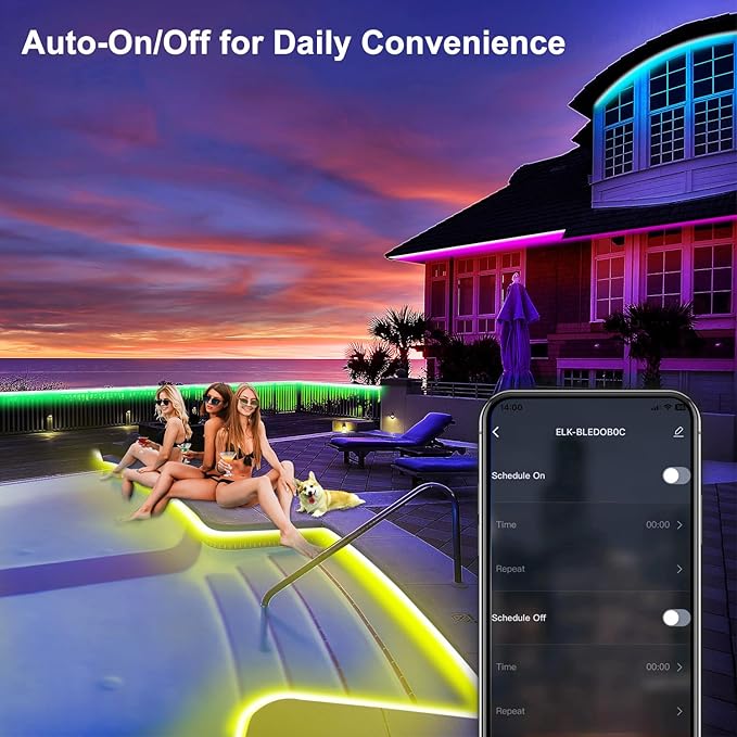 100ft Outdoor LED Strip Lights Waterproof,RGB LED Rope Lights Outdoor Waterproof Color Changing APP Remote Control Music Sync,36LED/m Flexible Rope Lights for Outside Camper Pool Deck Christmas