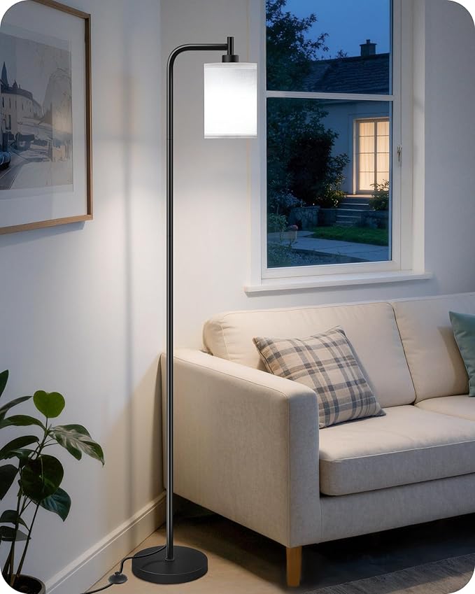 2Pack Dimmable Floor Lamp for Living Room with Remote and Foot Switch, Modern Standing, Corner Lamp,10W Bulb 3 Color Temperatures, for Bedroom, Office, ETL Listed, Black and White CW19LDP205
