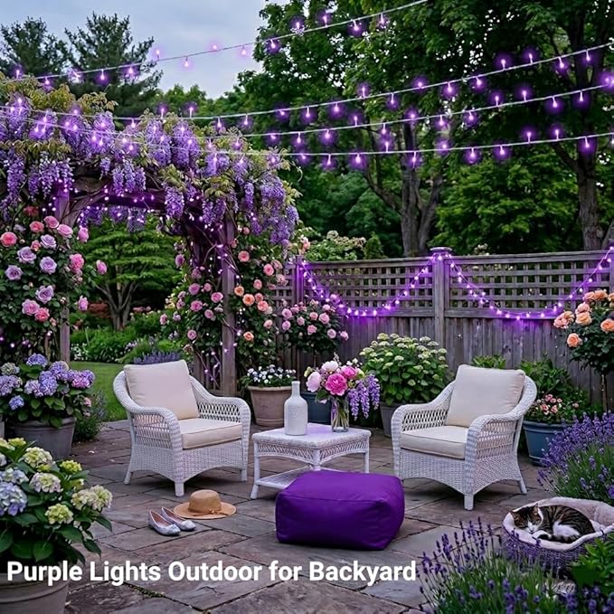 JMEXSUSS Purple Christmas Lights Indoor Outdoor Clear Wire, 66ft 200 LED Purple Lights for Christmas Tree, 8 Modes Deep-Violet String Lights Plug in for Christmas Bedroom Garden Party Xmas Decorations