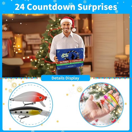 Fishing Advent Calendar 2025 - 24 Days of Premium Fishing Lures | Perfect Christmas Gift for Men & Teens
