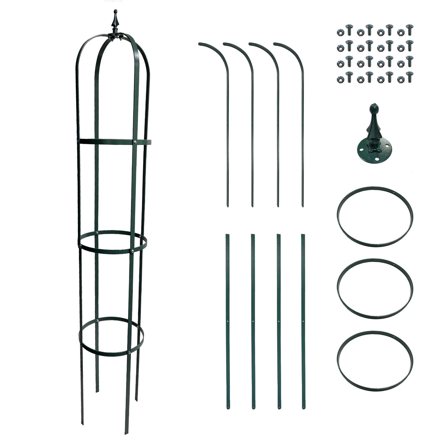 Erva Large Garden Obelisk - Made in USA 7 ft Tall Trellis for Climbing Plants - Heavy Duty Plant Support - Premium Verdigris Green Powdercoat Finish