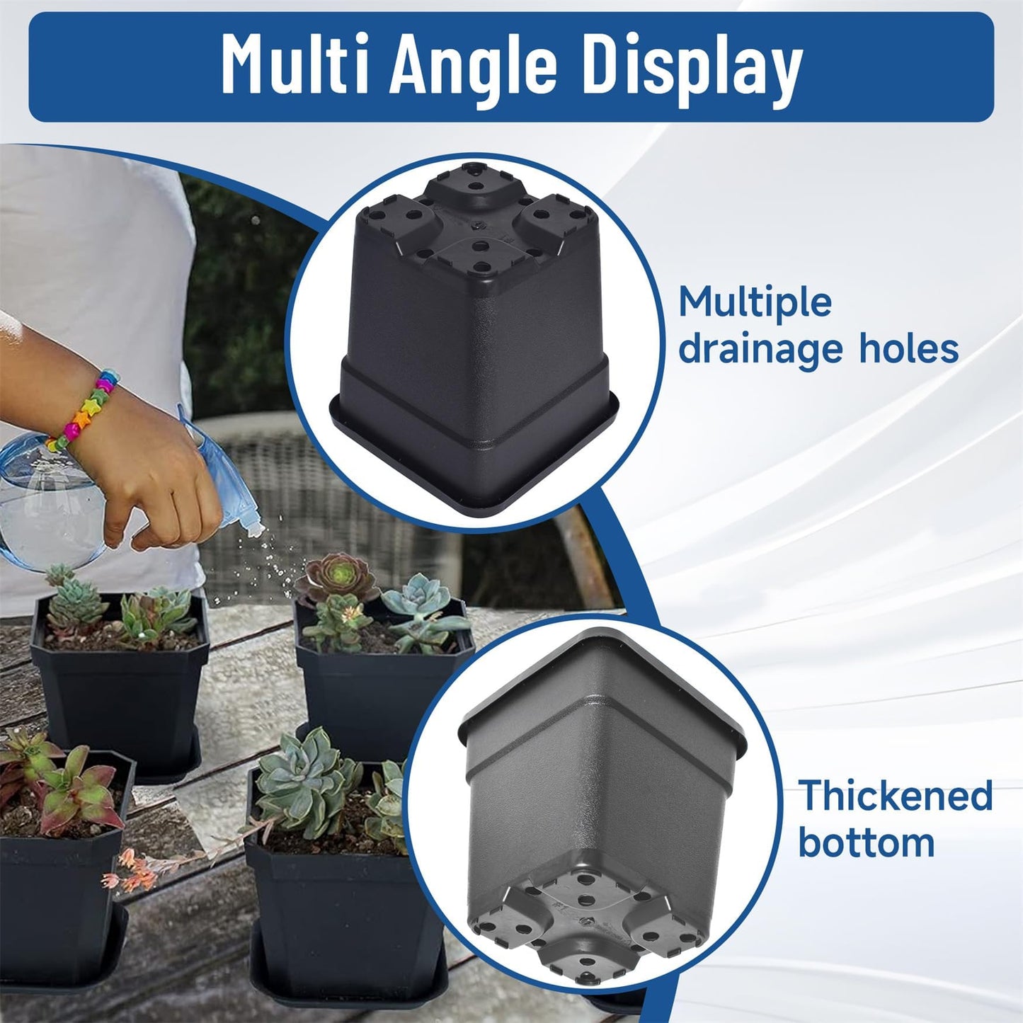 WFLNHB 5 Gallon Square Pot 5 Gallon 10 Pcs Square Plastic Plant Pots Flexible Nursery Pot Planter Nursery Pots Suitable for Flower Vegetables Succulents Black