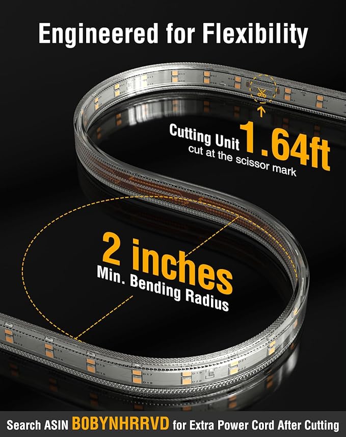 Shine Decor Plus LED Strip Lights AC 120V, Connectable Double Row Bright Rope Light, ETL IP65 Waterproof & Weather-Resistant for Accent Lighting, 7x17mm, 6000K Cool White, 131FT