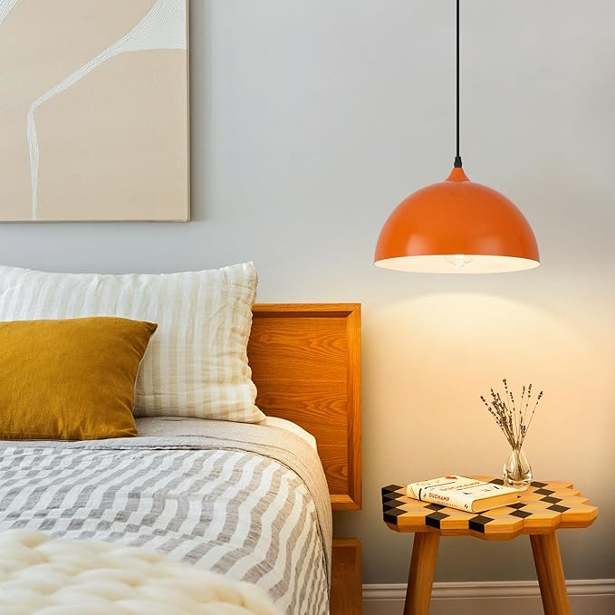 Orange Kitchen Pendant Lights,11.8inches 2 Packs Pendant Light, Farmhouse Pendant Light, Pendant Lights Kitchen Island for Living Room, Bedroom, Dinning Room