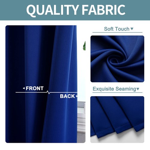 ChrisDowa Grommet Blackout Curtains for Bedroom and Living Room - 2 Panels Set Thermal Insulated Room Darkening Curtains (Royal Blue, 38W x 54L)