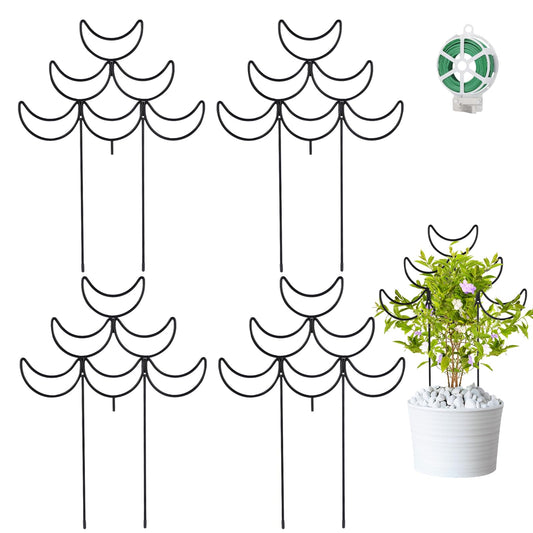 Yhtpouqe 4 Pack Metal Plant Trellis for Climbing Plants Outdoor/Indoor - Sturdy Garden Trellis for Potted Plants, Rustproof Plant Suppor Stakes for Vine Ivy Pothos Monstera Hoya Flowers