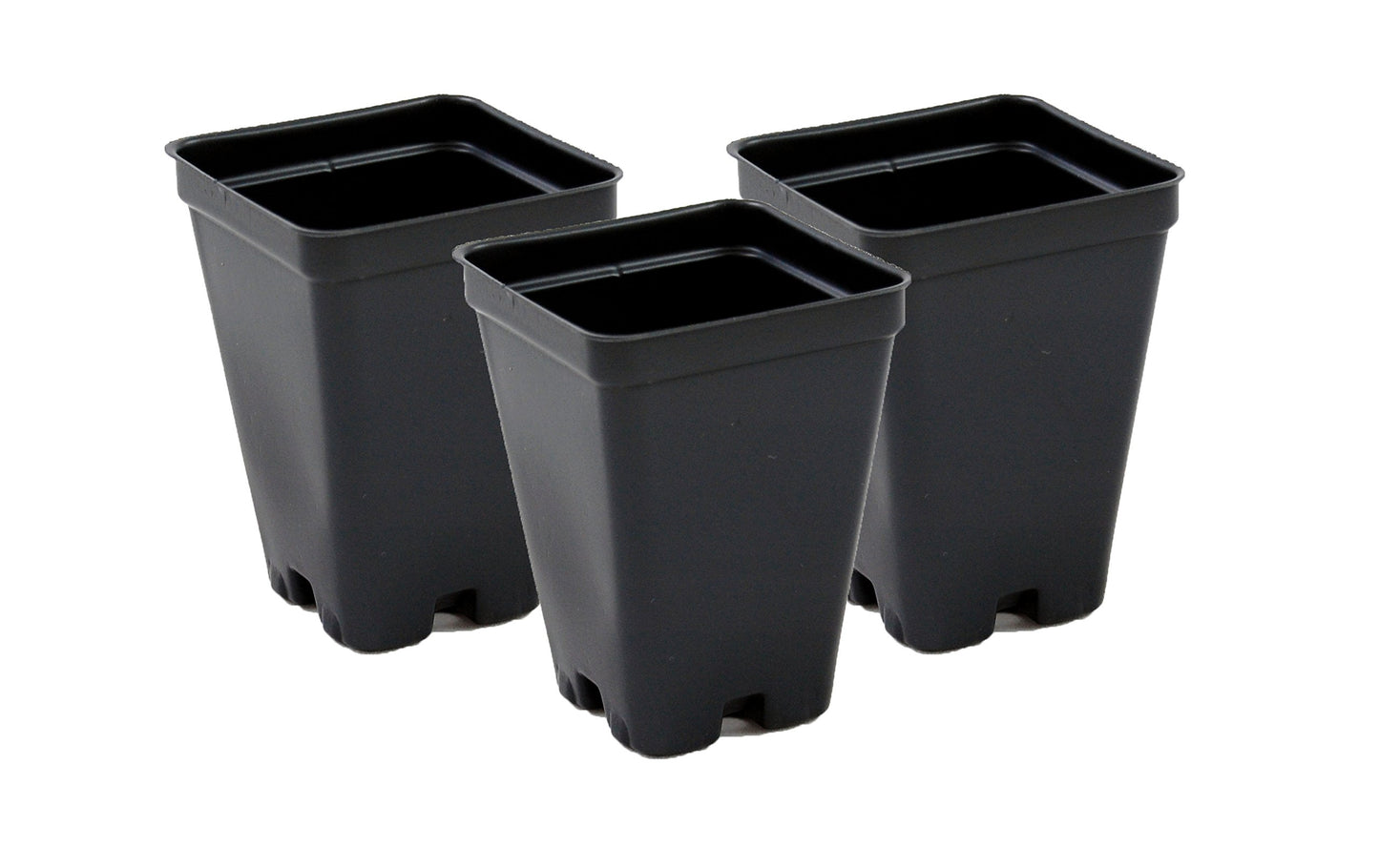2.5 inch Square Greenhouse Pots - Black - Plastic - Deep - 25 Pack by Growers Solution