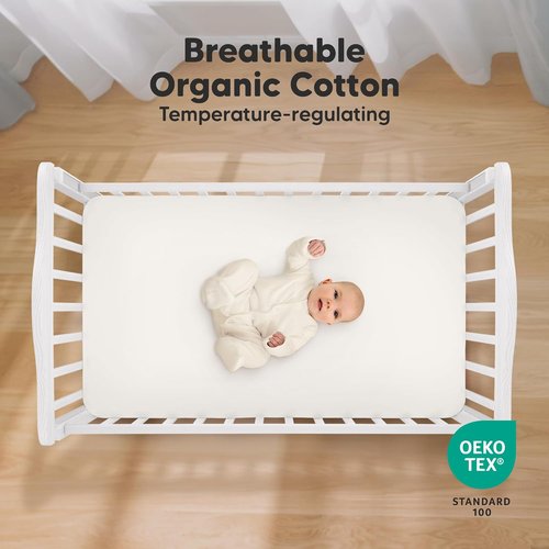 KeaBabies Organic Crib Sheets - 2-Pack Fitted Jersey Cotton for Boys & Girls | Soft, Breathable 52x28 Inches