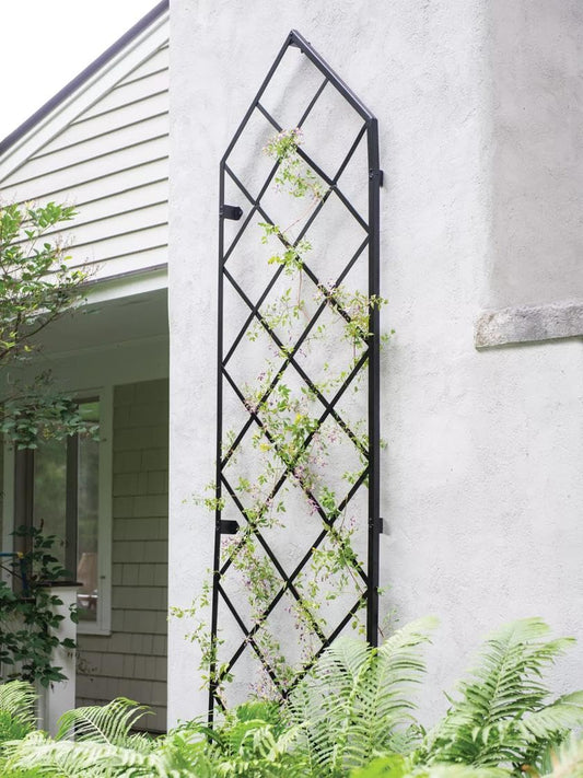 Gardener's Supply Company Lattice Gable Wall Trellis | 9 Feet Tall Sturdy Metal Frame for Outdoor Climbing Plants Support | Best for Vining Crops and Flowering Plants | 32" W x 113.5" H