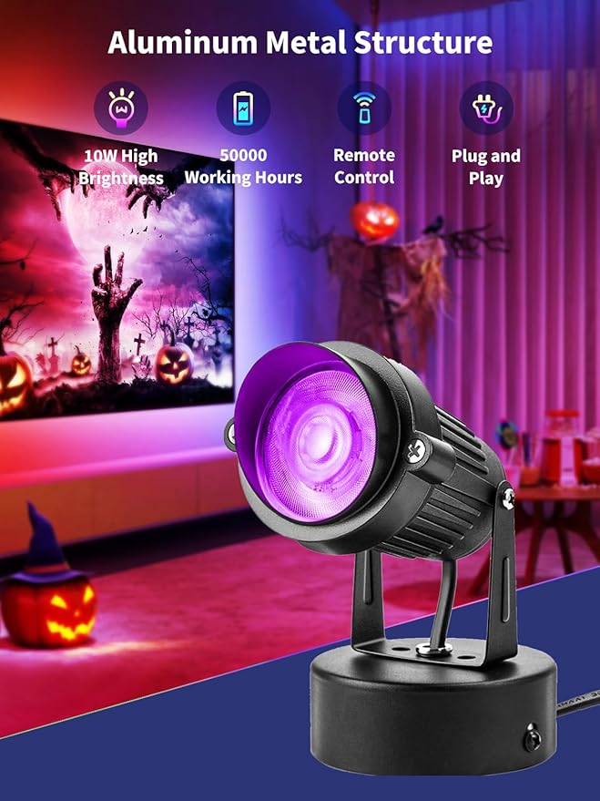 ZUCKEO LED Spot Lights Indoor RGBW Up Lights with Remote, 120V 10W Uplighting Indoor Spotlights Plug in, 4.92FT Code Accent Flood Light Christmas Color Changing Landscape Lighting with Switch (2Pack)