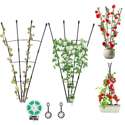 Garden Trellis for Climbing Plants Outdoor & Indoor, 47in Plant Trellis for Vines, Flowers,Tomato cage 3 Shapes Rustproof Plant Support Trellis for Potted Plants,Rose, Cucumber, Pea, Tomato, 2Pack
