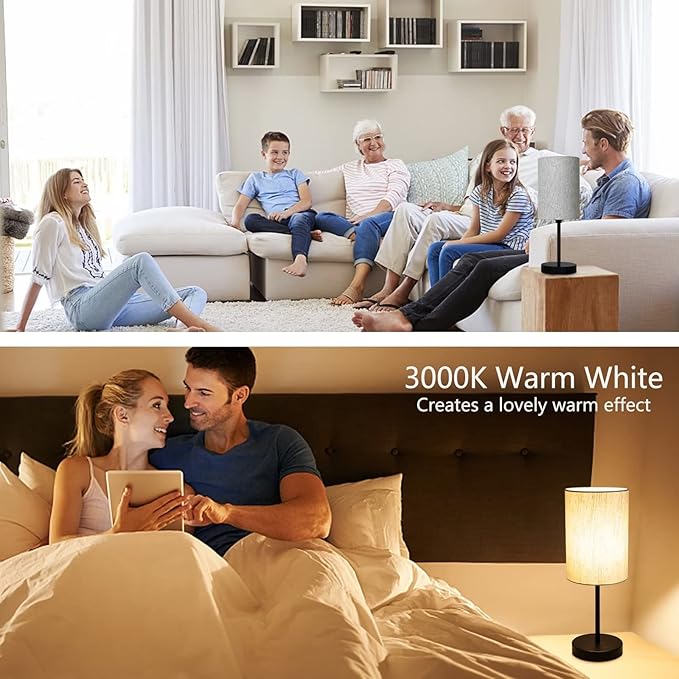Small Table Lamp, Bedside Table Lamp for Bedroom, Lamp for Nightstand with Linen Fabric Shade, Minimalist Modern Desk Lamp for Living Room Office Dorm Kids Room