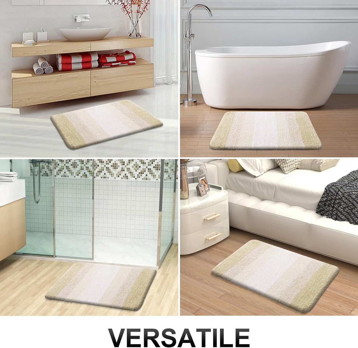 OLANLY Bathroom Runner Rug - Extra Soft Microfiber Mat | Quick Dry, Washable, 47x24, Light Beige