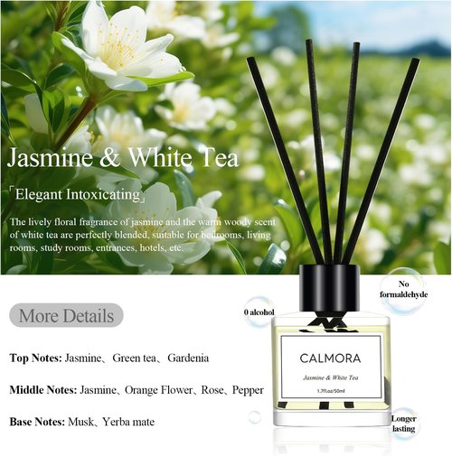 CALMORA Essential Oil Reed Diffuser Set - 3-Pack 50ml Flameless Room Air Fresheners | Perfect for Bedroom & Bathroom