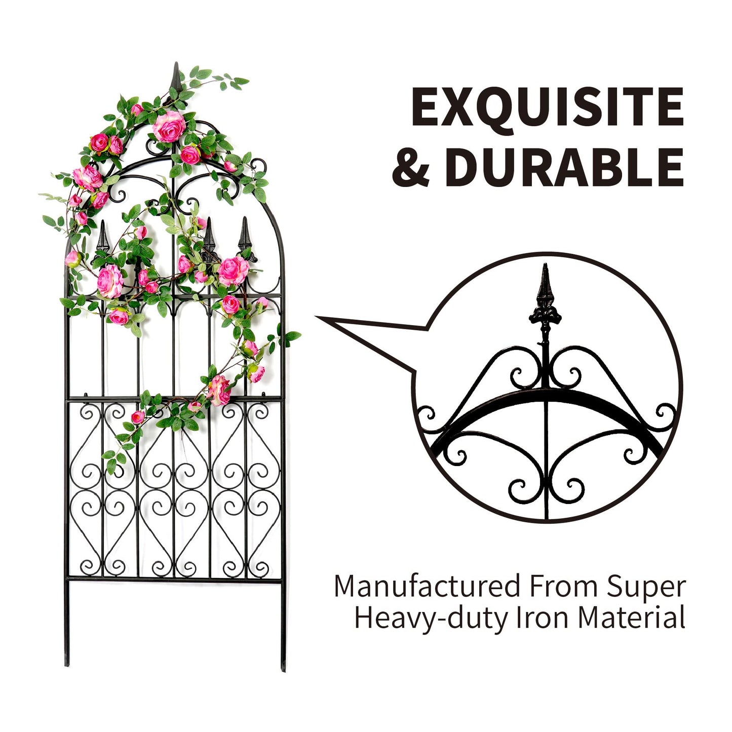 SCENDOR Garden Trellis 60” x 21.7” for Climbing Plants 5FT Metal Iron Wire Vine Flower Trellises for Outdoor Climbing Plants Support